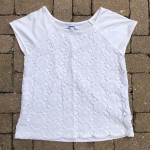 DKNY Crocheted Patterned Front Shirt